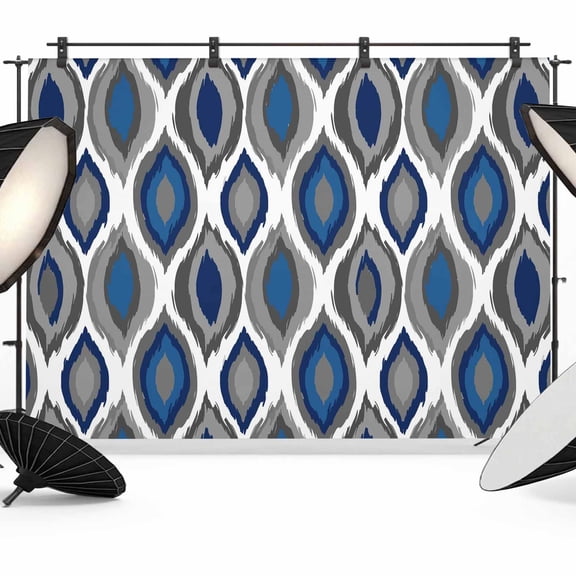 Photo Backdrop 5x7 ft Modern Diamond Pattern Photography Backdrops Curtains Wall Covering Blue Geometric Lines Photo Booth Drapes for Backdrop Photoshoot Wedding Party Birthday Background Screen