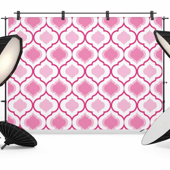 Photo Backdrop 5x7 ft Moroccan Pattern Photography Backdrops Curtains Picture Wall Covering Geometric Trellis Pink Photo Booth Drapes for Backdrop Photoshoot Wedding Party Birthday Background Screen