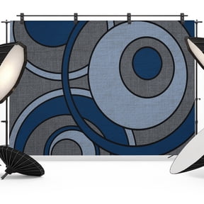 Photo Backdrop 5x7 ft Navy Blue Circles Photography Backdrops Curtains Wall Covering Artistic Mid-Century Modern Photo Booth Drapes for Backdrop Photoshoot Wedding Party Birthday Background Screen
