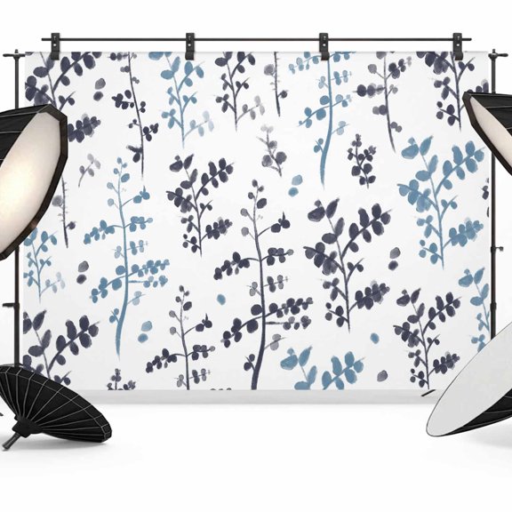 Photo Backdrop 5x7 ft Navy Leaves Photography Backdrops Curtains Picture Wall Covering Blue Leaf Branches Plants Photo Booth Drapes for Backdrop Photoshoot Wedding Party Birthday Background Screen