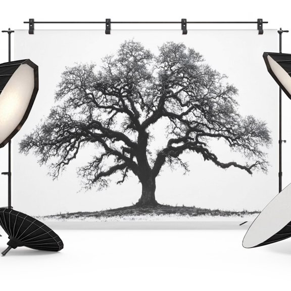 Photo Backdrop 5x7 ft Oak Tree Forest Photography Backdrops Picture Wall Covering Black Deep Roots Wide Branches Photo Booth Drapes for Backdrop Photoshoot Wedding Party Birthday Background Screen