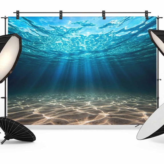 Photo Backdrop 5x7 ft Ocean Beaches Photography Backdrops Curtains Picture Wall Covering Blue Light Clear Water Photo Booth Drapes for Backdrop Photoshoot Wedding Party Birthday Background Screen