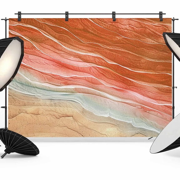 Photo Backdrop 5x7 ft Ocean Wave Photography Backdrops Curtains Picture Wall Covering Ombre Orange Beach Photo Booth Drapes for Backdrop Photoshoot Wedding Party Birthday Background Screen