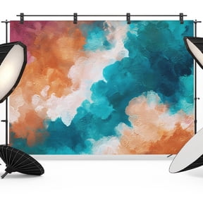 Photo Backdrop 5x7 ft Orange Blue Dynamic Clouds Photography Backdrops Curtains Picture Wall Covering Color Swirls Photo Booth Drapes for Backdrop Photoshoot Wedding Party Birthday Background Screen