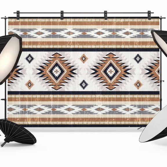 Photo Backdrop 5x7 ft Orange Boho Aztec Photography Backdrops Curtains Wall Covering Southwest Tribal Geometric Photo Booth Drapes for Backdrop Photoshoot Wedding Party Birthday Background Screen