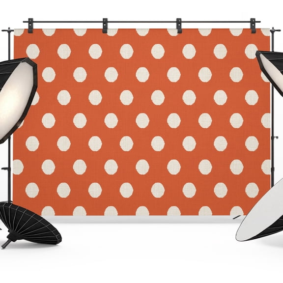 Photo Backdrop 5x7 ft Orange Polka Dots Photography Backdrops Curtains Picture Wall Covering Cute Solid Color Photo Booth Drapes for Backdrop Photoshoot Wedding Party Birthday Background Screen