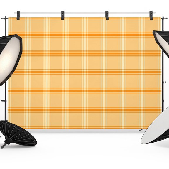 Photo Backdrop 5x7 ft Orange Yellow Check Plaid Photography Backdrops Curtains Wall Covering Classic Check Block Photo Booth Drapes for Backdrop Photoshoot Wedding Party Birthday Background Screen