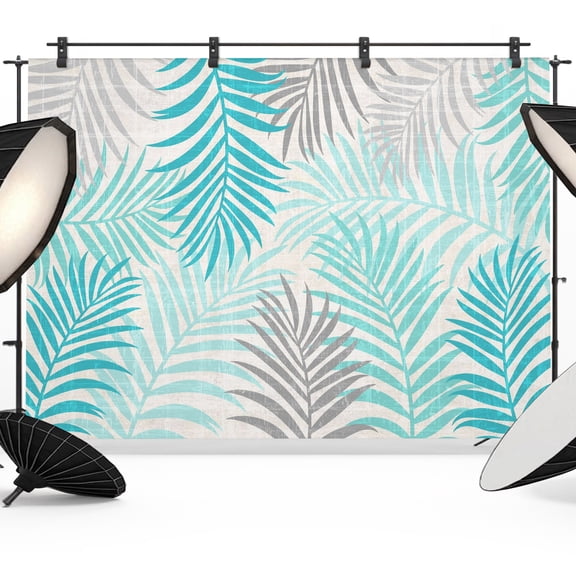 Photo Backdrop 5x7 ft Palm Leaves Photography Backdrops CurtainsTurquoise Summer Tropical Leaf Plant Photo Booth Drapes for Backdrop Photoshoot Wedding Party Birthday Background Screen