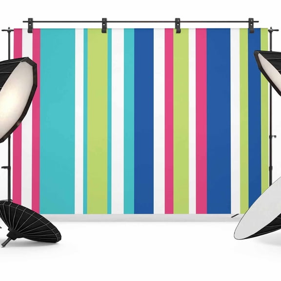Photo Backdrop 5x7 ft Pink Blue Green Stripes Photography Backdrops Curtains Wall Covering Vertical Striped Lines Photo Booth Drapes for Backdrop Photoshoot Wedding Party Birthday Background Screen