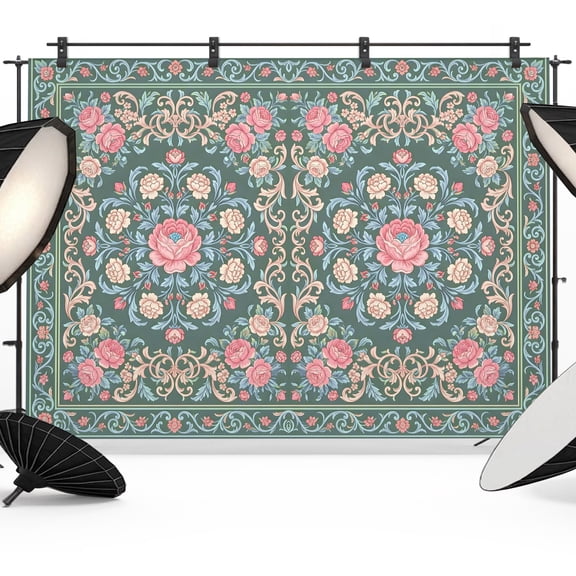 Photo Backdrop 5x7 ft Pink Floral Bloom Photography Backdrops Curtains Wall Covering GRE额米 Vibrant Flower Vines Photo Booth Drapes for Backdrop Photoshoot Wedding Party Birthday Background Screen