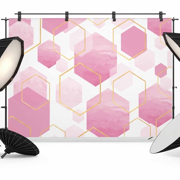 Photo Backdrop 5x7 ft Pink Geometric Photography Backdrops Curtains Picture Wall Covering Modern Abstract Lines Photo Booth Drapes for Backdrop Photoshoot Wedding Party Birthday Background Screen