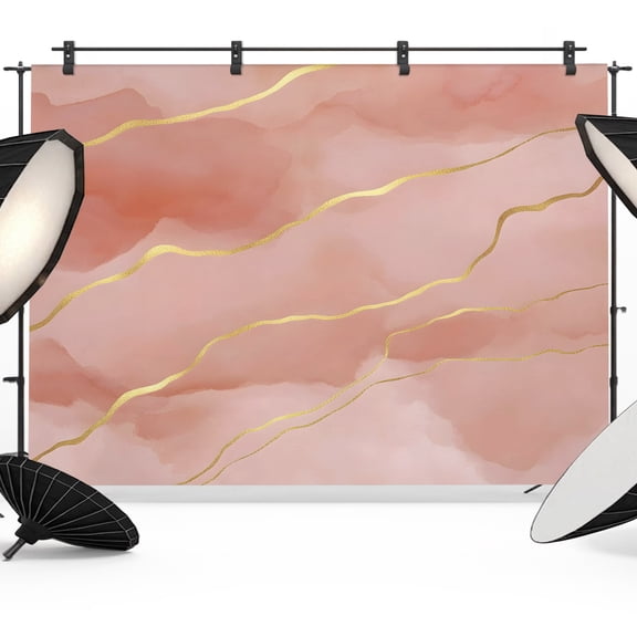 Photo Backdrop 5x7 ft Pink Marble Gold Veins Photography Backdrops Curtains Wall Covering Modern Abstract Fluid Photo Booth Drapes for Backdrop Photoshoot Wedding Party Birthday Background Screen