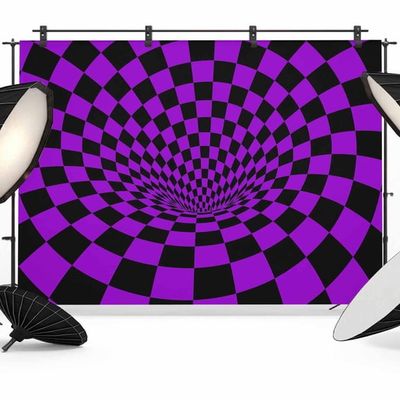 Photo Backdrop 5x7 ft Purple Black Checker Photography Backdrops Curtains Wall Covering 3D Abstract Mosaic Tiles Photo Booth Drapes for Backdrop Photoshoot Wedding Party Birthday Background Screen