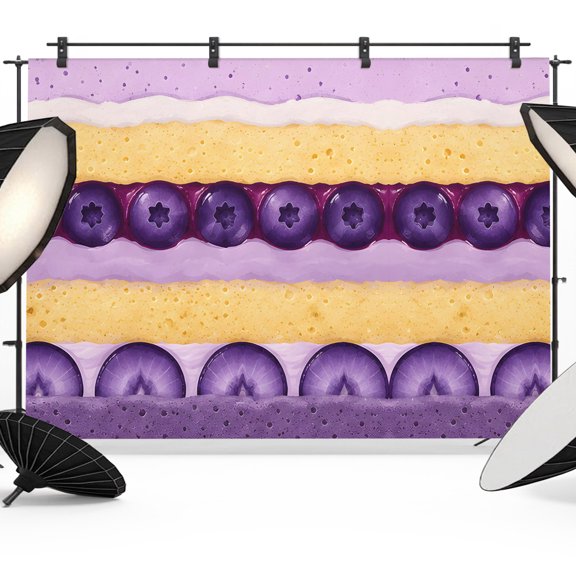 Photo Backdrop 5x7 ft Purple Blueberry Cake Photography Backdrops Picture Wall Covering Delicious Cream Dessert Photo Booth Drapes for Backdrop Photoshoot Wedding Party Birthday Background Screen