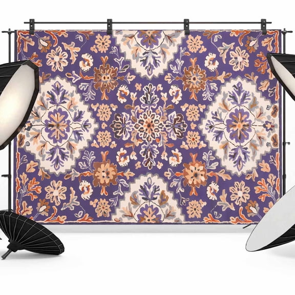Photo Backdrop 5x7 ft Purple Boho Flower Photography Backdrops Curtains Picture Wall Covering Bohemian Tribe Style Photo Booth Drapes for Backdrop Photoshoot Wedding Party Birthday Background Screen