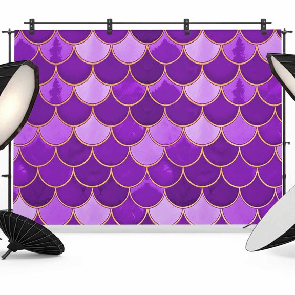 Photo Backdrop 5x7 ft Purple Fish Scales Photography Backdrops Curtains Picture Wall Covering Ombre Fish Tail Photo Booth Drapes for Backdrop Photoshoot Wedding Party Birthday Background Screen