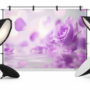 Photo Backdrop 5x7 ft Purple Rose Photography Backdrops Curtains Picture Wall Covering Dreamy Petals Water Photo Booth Drapes for Backdrop Photoshoot Wedding Party Birthday Background Screen