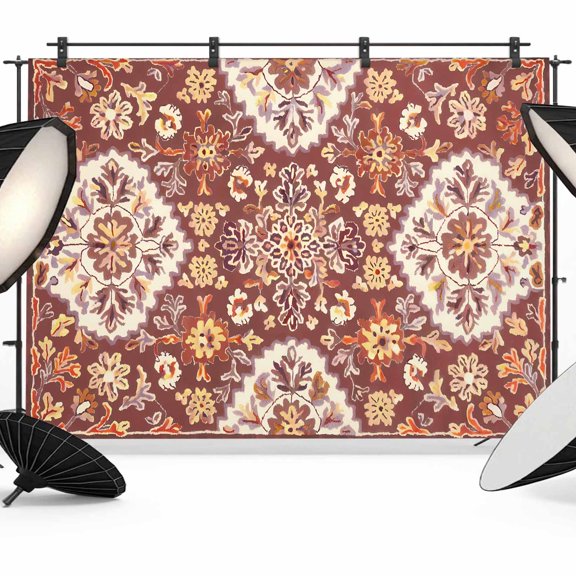 Photo Backdrop 5x7 ft Red Boho Flower Photography Backdrops Curtains Picture Wall Covering Bohemian Tribe Style Photo Booth Drapes for Backdrop Photoshoot Wedding Party Birthday Background Screen