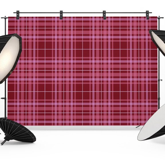 Photo Backdrop 5x7 ft Red Buffalo Checked Plaid Photography Backdrops Curtains Wall Covering Pink Gingham Lines Photo Booth Drapes for Backdrop Photoshoot Wedding Party Birthday Background Screen