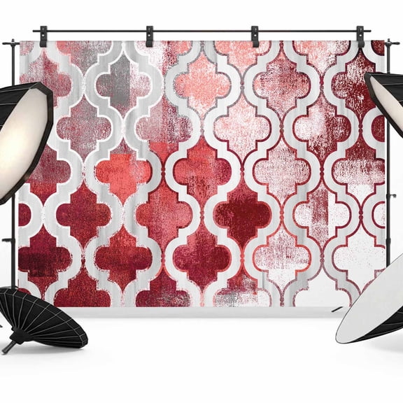 Photo Backdrop 5x7 ft Red Morocco Pattern Photography Backdrops Curtains Wall Covering Abstract Graffiti Art Photo Booth Drapes for Backdrop Photoshoot Wedding Party Birthday Background Screen
