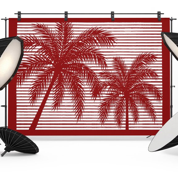 Photo Backdrop 5x7 ft Red Tropical Palm Leaves Photography Backdrops Curtains Picture Wall Covering Summer Stripes Photo Booth Drapes for Backdrop Photoshoot Wedding Party Birthday Background Screen