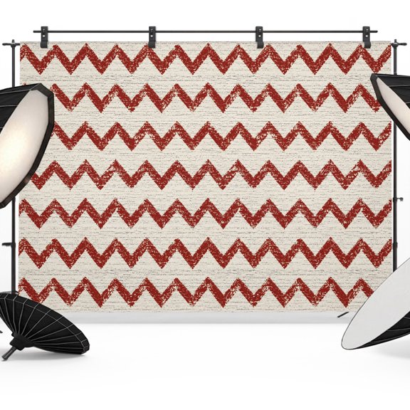 Photo Backdrop 5x7 ft Red Zigzag Lines Photography Backdrops Curtains Picture Wall Covering Chevron Stripes Waves Photo Booth Drapes for Backdrop Photoshoot Wedding Party Birthday Background Screen