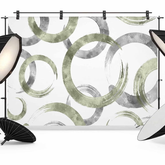 Photo Backdrop 5x7 ft Sage Green Circles Photography Backdrops CurtainsGeometric Abstract Twisted Lines Photo Booth Drapes for Backdrop Photoshoot Wedding Party Birthday Background Screen
