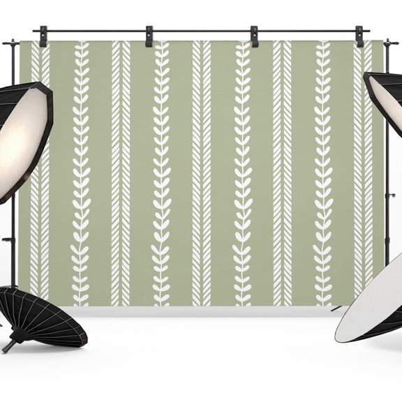 Photo Backdrop 5x7 ft Sage Green Leafy Vertical Lines Photography Backdrops CurtainsLeaves Branches Stripes Photo Booth Drapes for Backdrop Photoshoot Wedding Party Birthday Background Screen