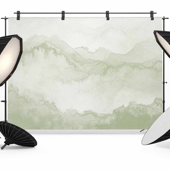 Photo Backdrop 5x7 ft Sage Green Mountain Photography Backdrops Curtains Wall Covering Ombre Abstract Natural Photo Booth Drapes for Backdrop Photoshoot Wedding Party Birthday Background Screen