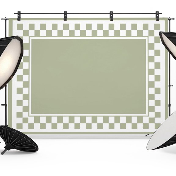 Photo Backdrop 5x7 ft Sage Green Squares Photography Backdrops CurtainsModern Block Checkered Border Photo Booth Drapes for Backdrop Photoshoot Wedding Party Birthday Background Screen