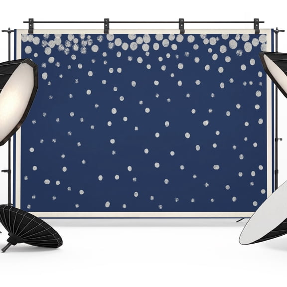 Photo Backdrop 5x7 ft Silver Dots Photography Backdrops CurtainsNavy Blue Glittering Specks Border Frame Photo Booth Drapes for Backdrop Photoshoot Wedding Party Birthday Background Screen