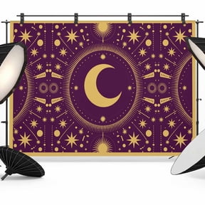 Photo Backdrop 5x7 ft Stars Moon Photography Backdrops CurtainsPurple Geometric Gorgeous Starry Night Photo Booth Drapes for Backdrop Photoshoot Wedding Party Birthday Background Screen