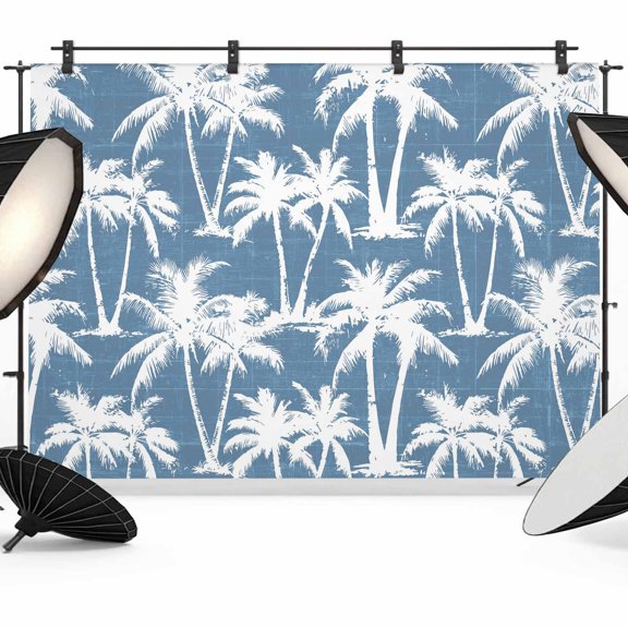Photo Backdrop 5x7 ft Summer Palm Tree Photography Backdrops Curtains Wall Covering Blue Tropical Leaves Plant Photo Booth Drapes for Backdrop Photoshoot Wedding Party Birthday Background Screen