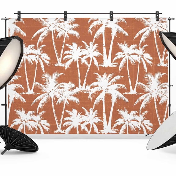 Photo Backdrop 5x7 ft Summer Palm Tree Photography Backdrops Curtains Wall Covering Orange Tropical Leaves Plant Photo Booth Drapes for Backdrop Photoshoot Wedding Party Birthday Background Screen