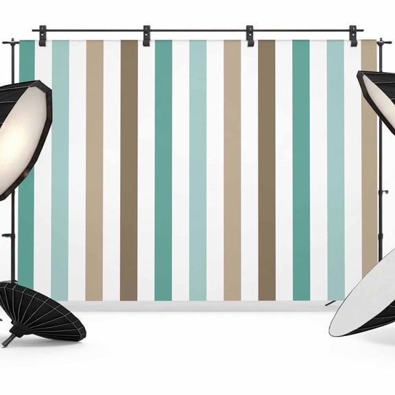 Photo Backdrop 5x7 ft Teal Brown Khaki Stripes Photography Backdrops Curtains Picture Wall Covering Lines Striped Photo Booth Drapes for Backdrop Photoshoot Wedding Party Birthday Background Screen