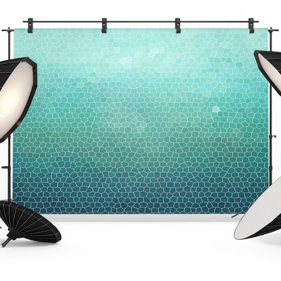 Photo Backdrop 5x7 ft Teal Hexagonal Tiles Photography Backdrops Curtains Picture Wall Covering Gradient Honeycomb Photo Booth Drapes for Backdrop Photoshoot Wedding Party Birthday Background Screen