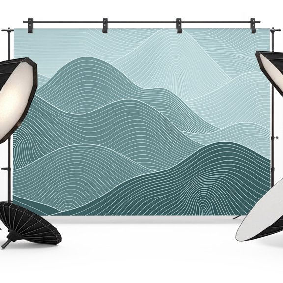 Photo Backdrop 5x7 ft Teal Mountain Ridges Photography Backdrops Picture Wall Covering Topographic Lines Peaks Photo Booth Drapes for Backdrop Photoshoot Wedding Party Birthday Background Screen
