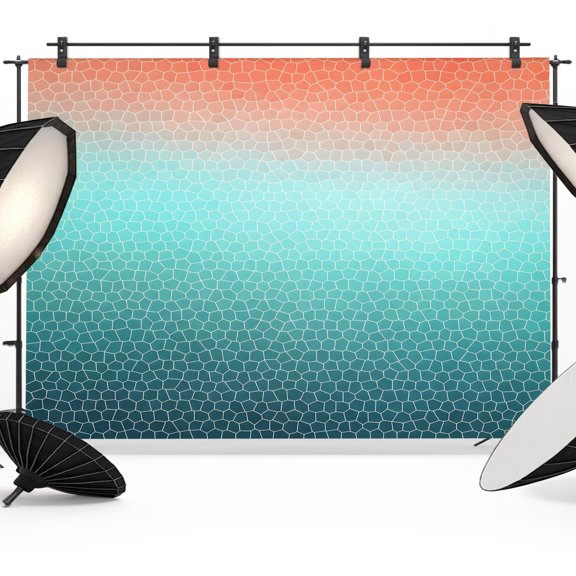 Photo Backdrop 5x7 ft Teal Orange Hexagonal Tiles Photography Backdrops Picture Wall Covering Ombre Honeycomb Photo Booth Drapes for Backdrop Photoshoot Wedding Party Birthday Background Screen