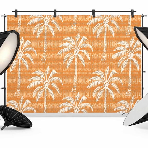 Photo Backdrop 5x7 ft Tropical Palm Trees Photography Backdrops Curtains Picture Wall Covering Summer Beach Orange Photo Booth Drapes for Backdrop Photoshoot Wedding Party Birthday Background Screen