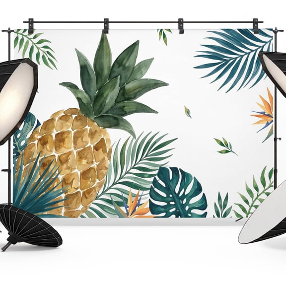 Photo Backdrop 5x7 ft Tropical Pineapple Palm Leaves Photography Backdrops CurtainsSummer Fruit Flower Photo Booth Drapes for Backdrop Photoshoot Wedding Party Birthday Background Screen