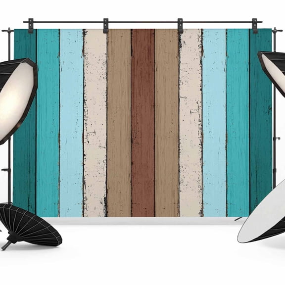 Photo Backdrop 5x7 ft Turquoise Brown Wood Grain Photography Backdrops Curtains Wall Covering Rustic Wooden Plank Photo Booth Drapes for Backdrop Photoshoot Wedding Party Birthday Background Screen