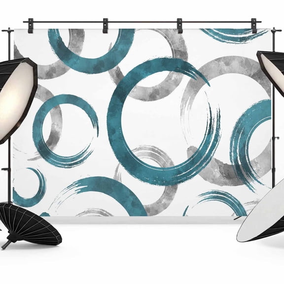 Photo Backdrop 5x7 ft Turquoise Circles Photography Backdrops CurtainsGeometric Abstract Twisted Lines Photo Booth Drapes for Backdrop Photoshoot Wedding Party Birthday Background Screen