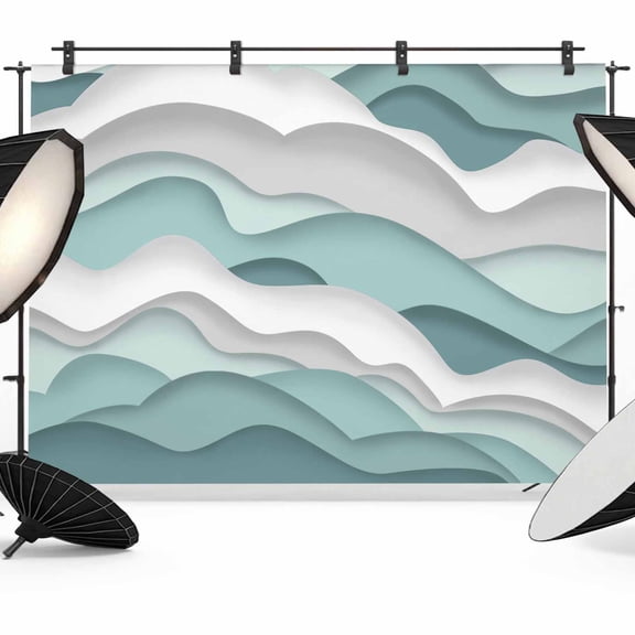 Photo Backdrop 5x7 ft Turquoise Ocean Photography Backdrops Curtains Picture Wall Covering Abstract Waves Photo Booth Drapes for Backdrop Photoshoot Wedding Party Birthday Background Screen