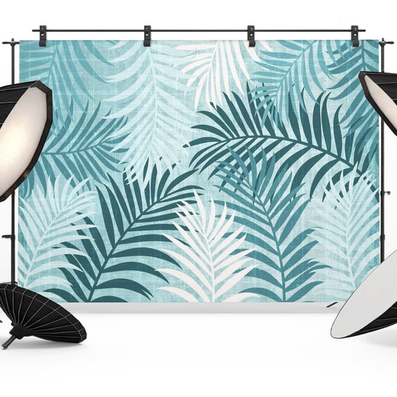 Photo Backdrop 5x7 ft Turquoise Palm Leaves Photography Backdrops CurtainsSummer Tropical Leaf Plant Photo Booth Drapes for Backdrop Photoshoot Wedding Party Birthday Background Screen