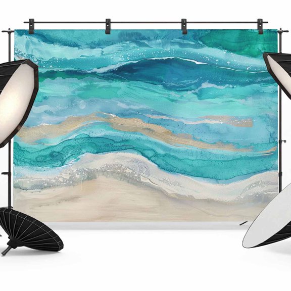 Photo Backdrop 5x7 ft Turquoise Photography Backdrops Curtains Picture Wall Covering Beach Ocean Wave Abstract Photo Booth Drapes for Backdrop Photoshoot Wedding Party Birthday Background Screen