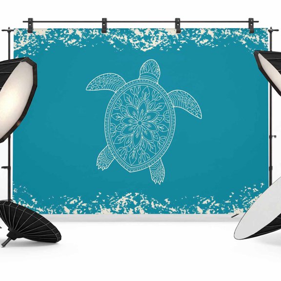Photo Backdrop 5x7 ft Turquoise Sea Turtle Photography Backdrops Curtains Picture Wall Covering Ocean Marine Life Photo Booth Drapes for Backdrop Photoshoot Wedding Party Birthday Background Screen