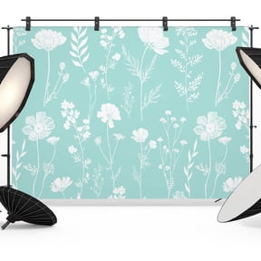 Photo Backdrop 5x7 ft Turquoise Spring Wildflowers Photography Backdrops Curtains Wall Covering Fern Leaves Bloom Photo Booth Drapes for Backdrop Photoshoot Wedding Party Birthday Background Screen