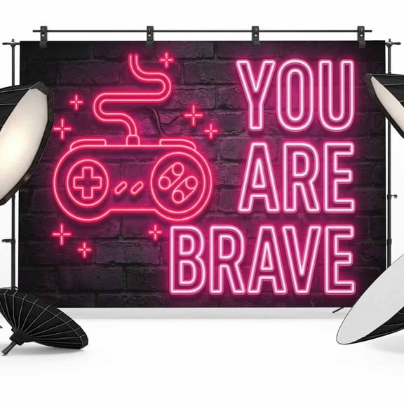 Photo Backdrop 5x7 ft Video Game Photography Backdrops Curtains Wall Covering Pink Shiny Gaming Playing Gamer Photo Booth Drapes for Backdrop Photoshoot Wedding Party Birthday Background Screen