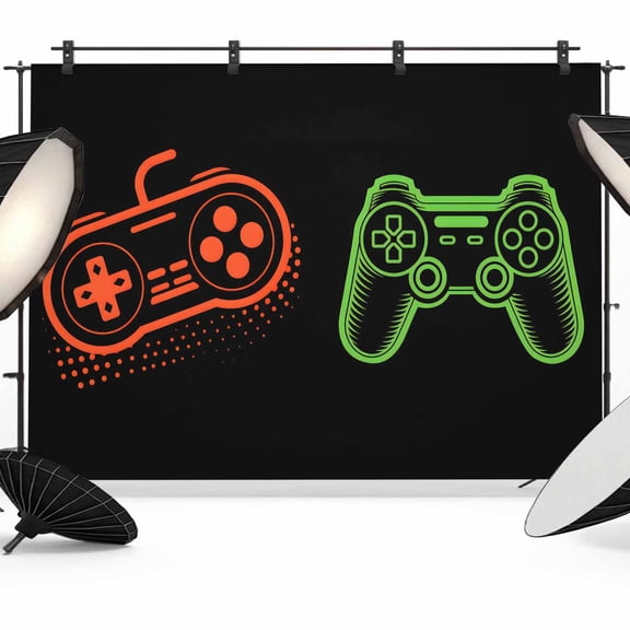 Photo Backdrop 5x7 ft Video Games Photography Backdrops Curtains Picture Wall Covering Retro Gaming Playing Gamer Photo Booth Drapes for Backdrop Photoshoot Wedding Party Birthday Background Screen