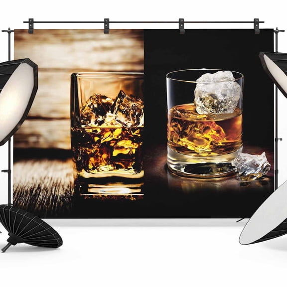Photo Backdrop 5x7 ft Whisky Glass Photography Backdrops Curtains Wall Covering Wine Old Fashioned Wood Grain Photo Booth Drapes for Backdrop Photoshoot Wedding Party Birthday Background Screen